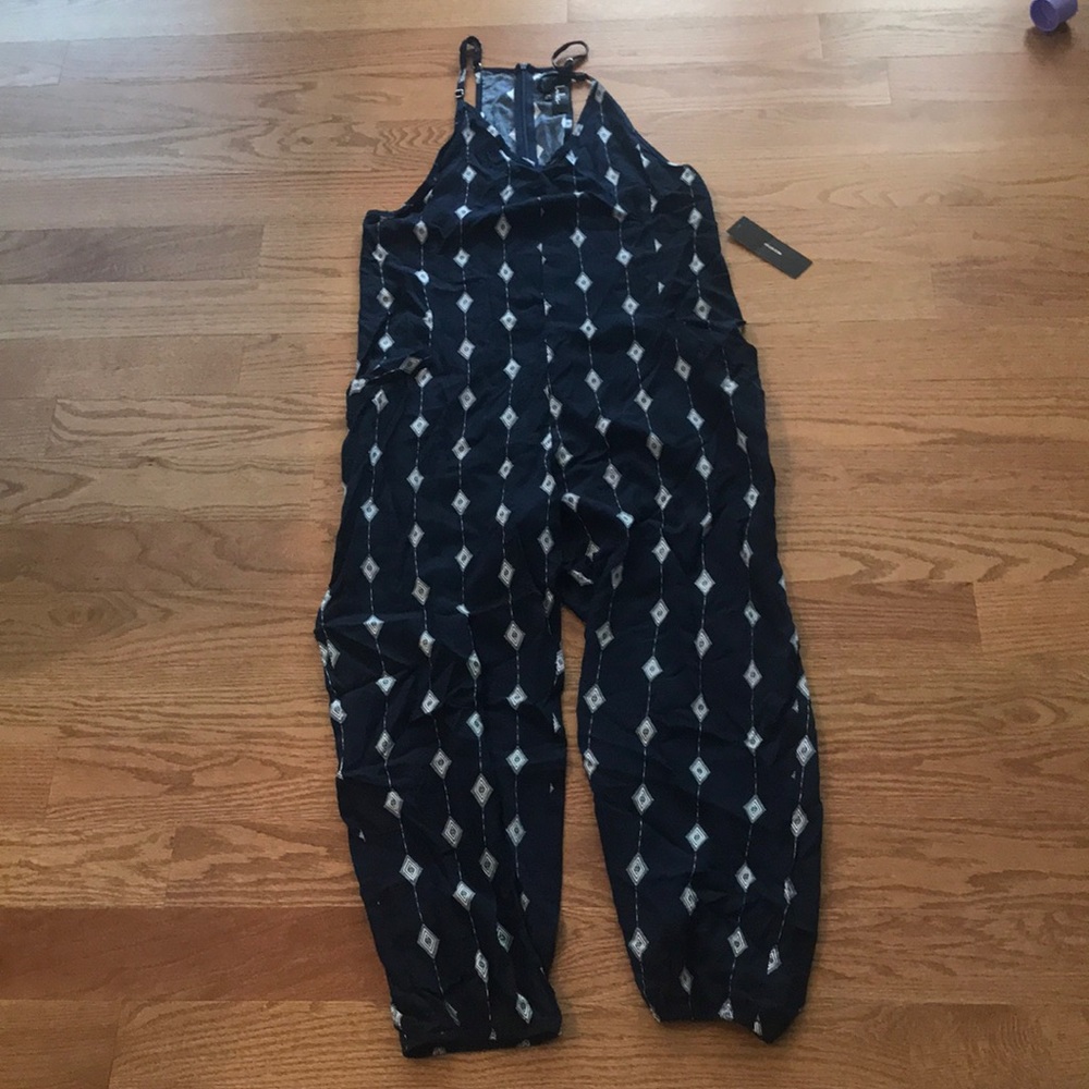 Lulus dark blue white diamonds jumpsuit